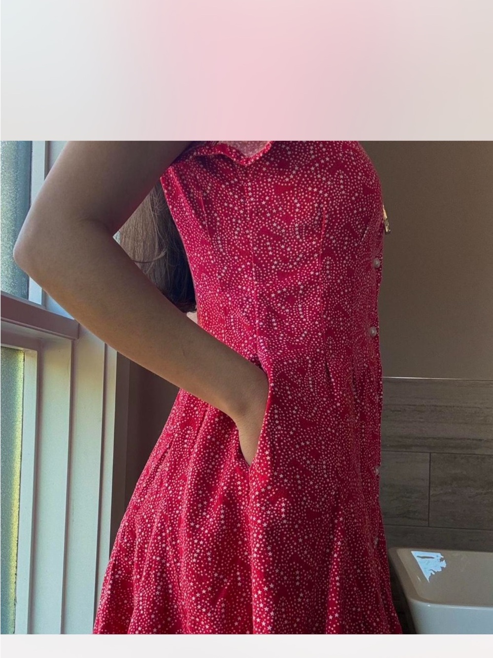 Universal Thread Red Button-Front Floral Dress - Picture 2 of 3
